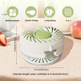 Wshxjzyay Fruit Washing Bowl with Strainer,Multipurpose Drain Basket with Lid,3 in 1 Vegetable Fruit Washing Bowl Strainer, for Fridge Storage and Outdoor Picnics (Green)