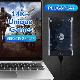 Portable retro Game Emulator Console Batocera v40 500GB Plug & Play Game System Bulit In-14.5K+ Games 550+ 3D No Dupes 39 Systems - USB-C 3.1-200MB/S for PC/Laptop/WindowsPC