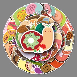 50 Pcs Snail Stickers Cute Cartoon Animal Stickers for Water Bottle Skateboard Laptop Luggage Car Bike Phone Guitar Computer,Vinyl Waterproof Aesthetic Snail Decal for Teen Kids Girls