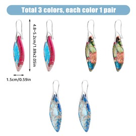 SUPERFINDINGS 3 Pairs Imperial Jasper Stone Drop Earrings Natural Leaf Stone Dangle Earrings Colorful Stone Earrings Silver Fishhook Dangle Earrings Jewelry for Women