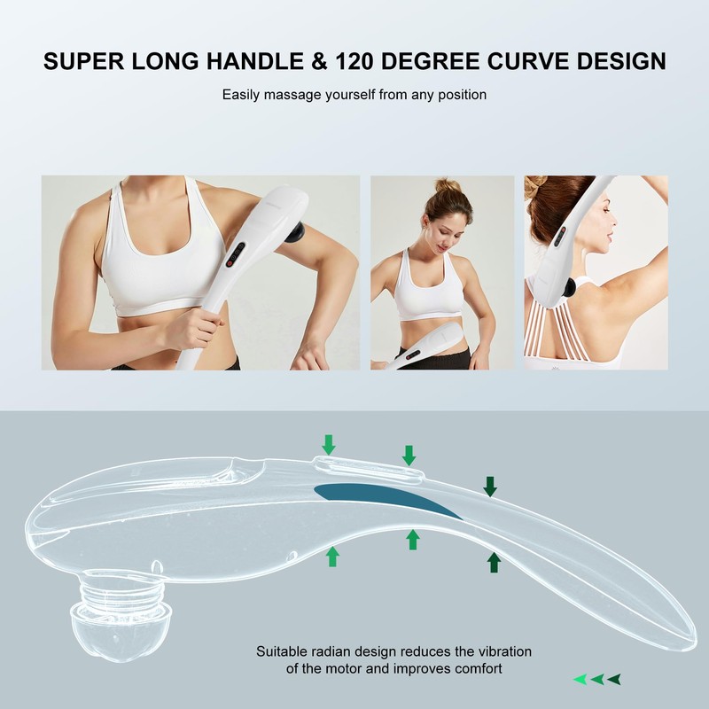 MEGAWISE Handheld Back Massager | Deep Tissue Percussion Massage for