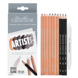 CRETACOLOR Artists Studio Line Drawing 101 Set, Artist Studio 11 Sketching Pencils & Paper Stump