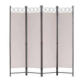 FDW 4 Panel Room Divider and Folding Portable Partition Screen, 6FT Wall Divider Screen for Dorm Bedroom Office, Sand
