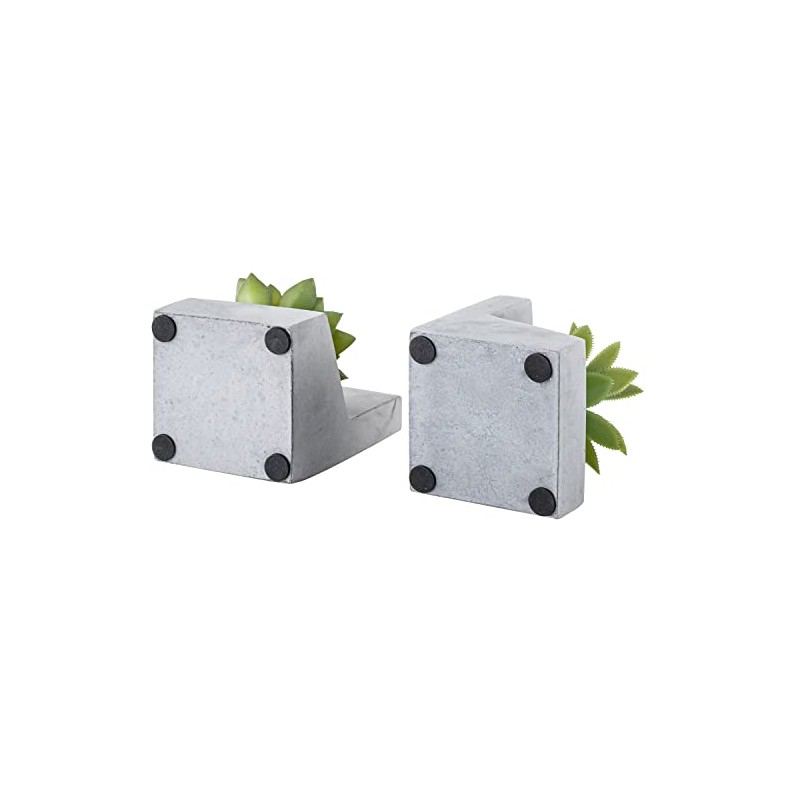 MyGift Sujetalibros en Forma de L de hormigón con Plantas