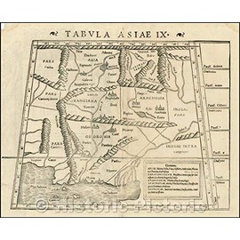 Historic Map - Tabula Asiae IX [Northern India & Pakistan]/Map Asia 9 [Northern India and Pakistan], 1542, Sebastian Münster - Vintage Wall Art 24in x 20in