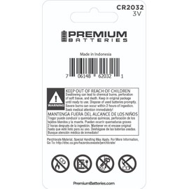 Premium Batteries Panasonic CR2032 Lithium 3V Coin Cell Batteries Child-Safe (4 Pack)