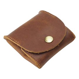 prendre PR-18L-104 Genuine Leather Coin Purse, Coin Purse, Stylish, Box Type, Button Type, Closure, Thin, Lightweight, Compact, Braun