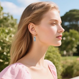 VONALA Filigree Earrings 925 Sterling Silver Vintage Long Abalone Shell Drop Dangling Earrings Bohemian Jewelry Gifts for Women