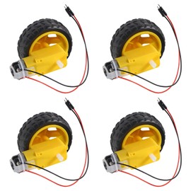 D-FLIFE 4PCS TT Motor DC 3-6V Gearbox Motor Dual Shaft 200RPM Ratio 1:48 Motor with Tire Wheel Kit for Arduino DIY Smart Car Robot