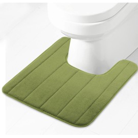 Lifup Soft U-Shaped Bathroom Rug, Memory Foam Bath Mat, Non Slip Water Absorption Dry Fast Toilet Mat, Bathroom Floor Mat Green 1.3 x 1.6 Feet