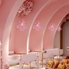 Q&S Mini Crystal Chandelier, Modern Pink Chandelier,Small Hanging Light Fixture
