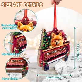 Pomeranian Christmas Ornament - Beautiful Holiday Decoration for Dog Lovers, 3-Layer Wood Red Truck Ornament for Pet Owners - 2024 Xmas Home Decor