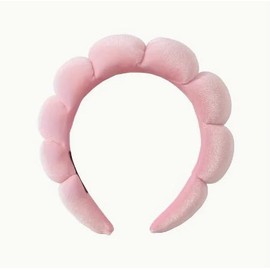Makeup Headband Spa Headbands for Women Sponge & Terry Towel Cloth Fabric Cute Skincare Headband for Face Washing, Makeup Removal, Shower, Facial Mask (Pink)