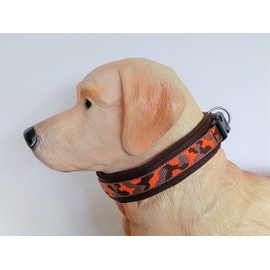 BUDDYPACK Chic dog collar, extra wide and soft with neoprene padding, size XXS - 3XL, adjustable, colourful (XS (32-37 cm), orange-brown)