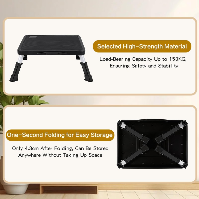3-Level Adjustable Folding Step Stool for Adults & Seniors –