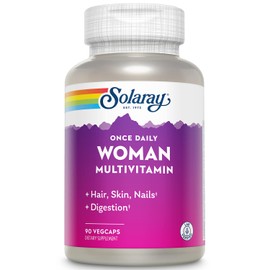 SOLARAY Once Daily Woman Multivitamin with Iron, Cellular Energy, Digestion, Red Blood Cell Support, Multivitamin for Women w/Vitamin D, Vitamin B12, Prenatal Vitamins Support w/Folic Acid, 90 Serv