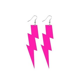 80s 90s Neon Earrings Fluorescence Retro Acrylic Lightning Drop Dangle Earring for Women Party Jewelry-rose