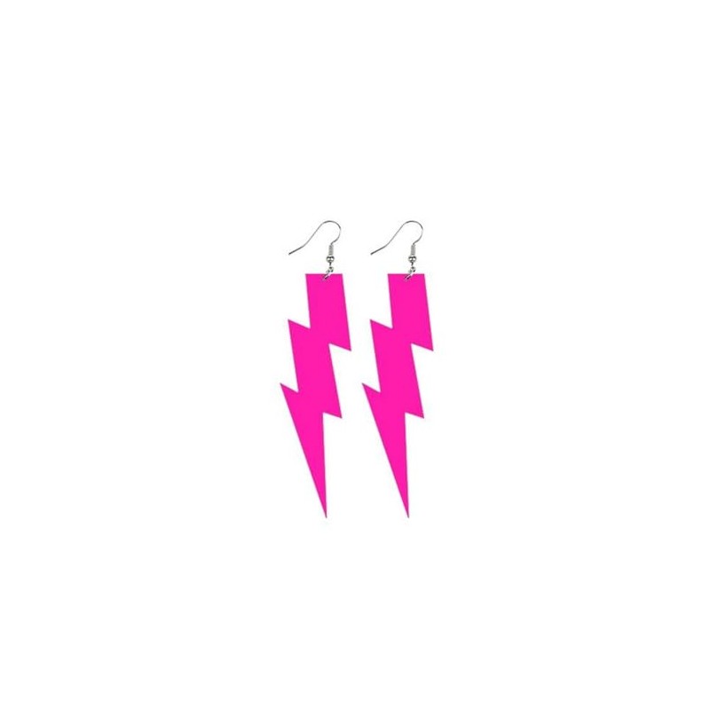80s 90s Neon Earrings Fluorescence Retro Acrylic Lightning Drop Dangle