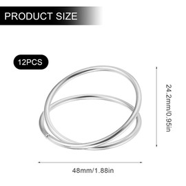 PARFCO Napkin Ring Pack of 12 Rings for Napkin, Napkin Clips, Napkin Rings, Silver, Double Circle Round Napkin Rings, for Parties, Birthdays and Weddings