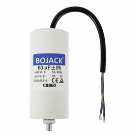 BOJACK 60uF 450V Motor Running Capacitor 55 x 120 mm Starting Capacitor Engine Start Capacitor with Capacitor with Lead Wire M8 with Nut Suitable for Most Engines