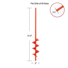 MAXCCINO Auger Drill Bit for Planting 2"(D) x14.5(L), Garden Ground Earth Spiral Drill Bit for 3/8" Hex Drive Drill, for Post Hole Digger Bulb Bedding Digging Plant Rapid Planter
