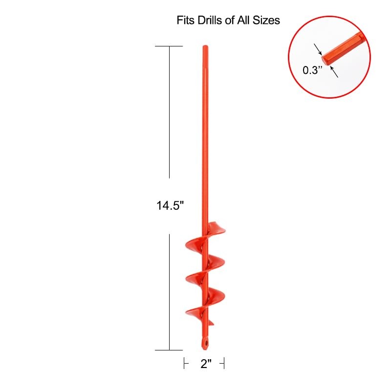MAXCCINO Auger Drill Bit for Planting 2"(D) x14.5(L), Garden Ground