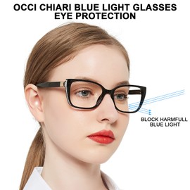 OCCI CHIARI Bifocal Reading Glasses Womens Blue light Blocking Readers 1.0 1.5 2.0 2.5 3.0 3.5(2.5 black