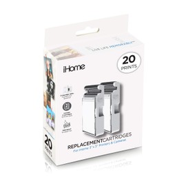 iHome 2-Pack of 3x3 Paper + Ink Cartridge for iHome & Kodak 3x3 Photo Printers (20 Prints Total)