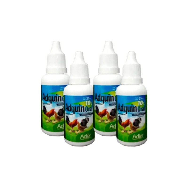 4 Pack Adquin 10% Oral Enrofloxacina 25ml Aves Enfermedades