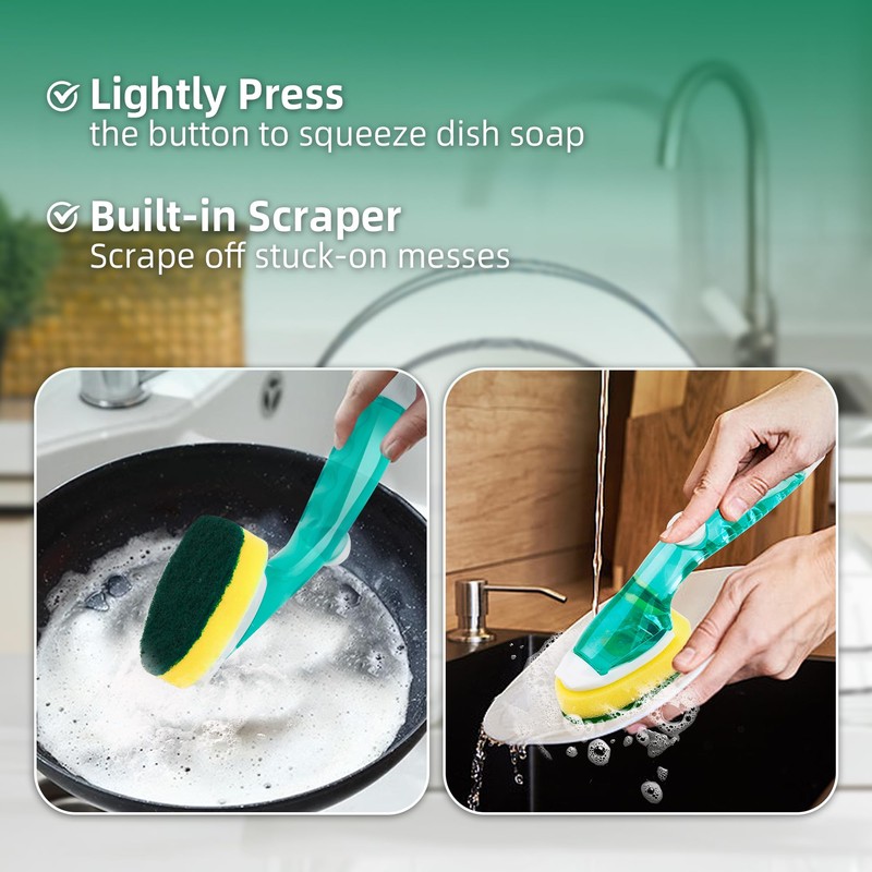 Dishwand Sponge Refills Soap Control Handle, Dish wand Sponges Refill
