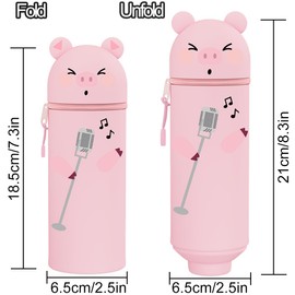 Kawaii 2-in-1 Pencil Case - Erasable Gel Pen Set (4 Erasable Pens + 20 Refills + 2 Erasers + Pencil Case)