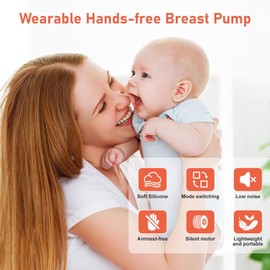 Milchpumpe Elektrische Tragbare, Schmerzfreie Handsfree Milchpumpe mit 5 Modi und 15 Leistung, Auslaufsichere, Geräuscharme Milchpumpe Milchpumpe mit 17/19/22mm Flanschen (Weiß)