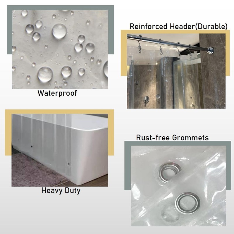 Arayarser 74 Inch Shower Curtain Liner with Magnets & Side
