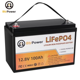 Btrpower Marine Lithium Battery LiFePO4 12V 100Ah 50Ah 140Ah Deep Cycle for Solar RV - 100 Ah