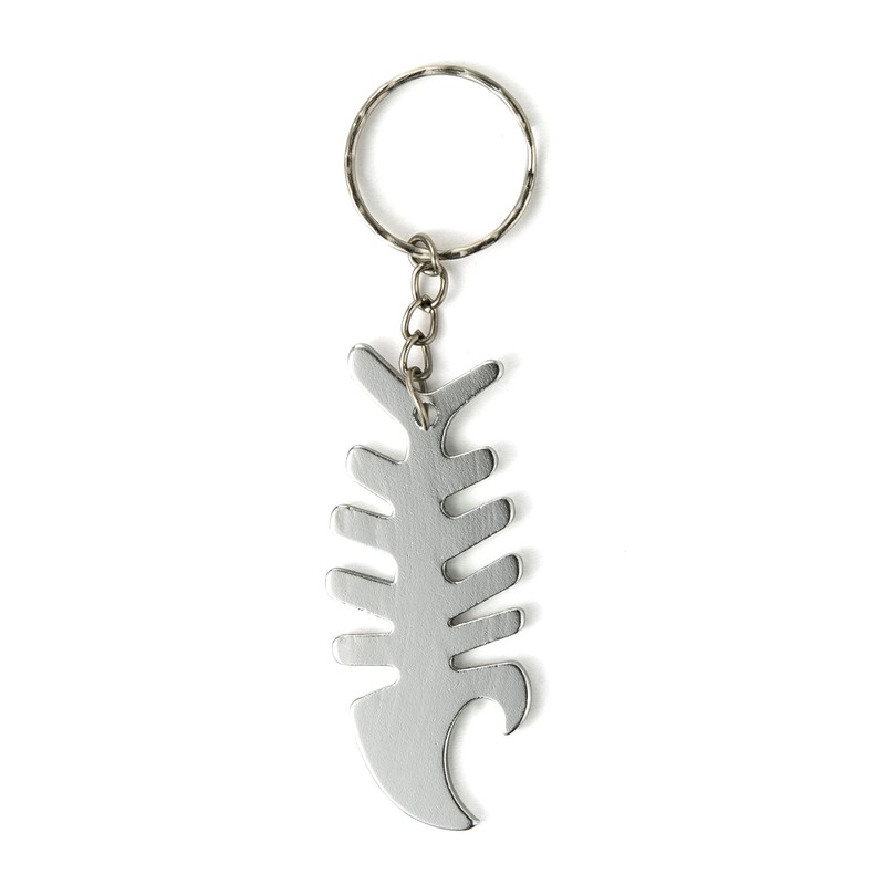 Komonee Fish Bone Silver Bottle Opener Key Chain Metal Dead
