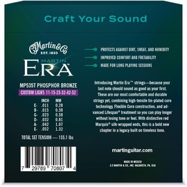 Martin MP535T Era - Cuerdas para guitarra acústica personalizadas, luz