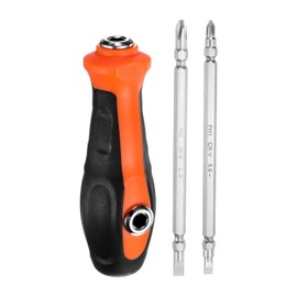 sourcing map SL6.0/PH2 SL5.0/PH1 Double Ended Screwdriver Bit 5.51" Long CR-V Steel Phillips and Slotted Flat Head Screw Driver Drill Bit with 1/4" Hex Bit Screwdriver Handle for Machine Repair