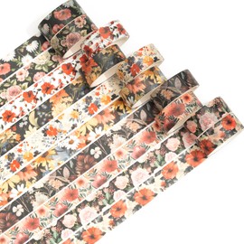 Songdao 10 Rolls Blooming Flowers Washi Tape Set Floral Arts Adhesive Tapes Colorful Garden Decorative Masking Tape Sets for Craft, Kids, Scrapbook, DIY, Gift Wrapping (3-Blooms)