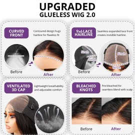 250 Density HD Lace Front Human Hair Wigs For Black Women 15A Grade Bleach Knots Glueless Wear and Go 9X6 Pre Braided Wig 9x6 Straight Lace Frontal Wigs Human Hair Pre Plucked Pre Cut 24Inch