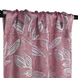 Superior Blackout Curtains, Room Darkening Window Accent for Bedroom, Sun Blocking, Thermal, Modern Bohemian Curtains, Leaves Collection, Set of 2 Panels, Rod Pocket - 26 in x 84 in, Blush