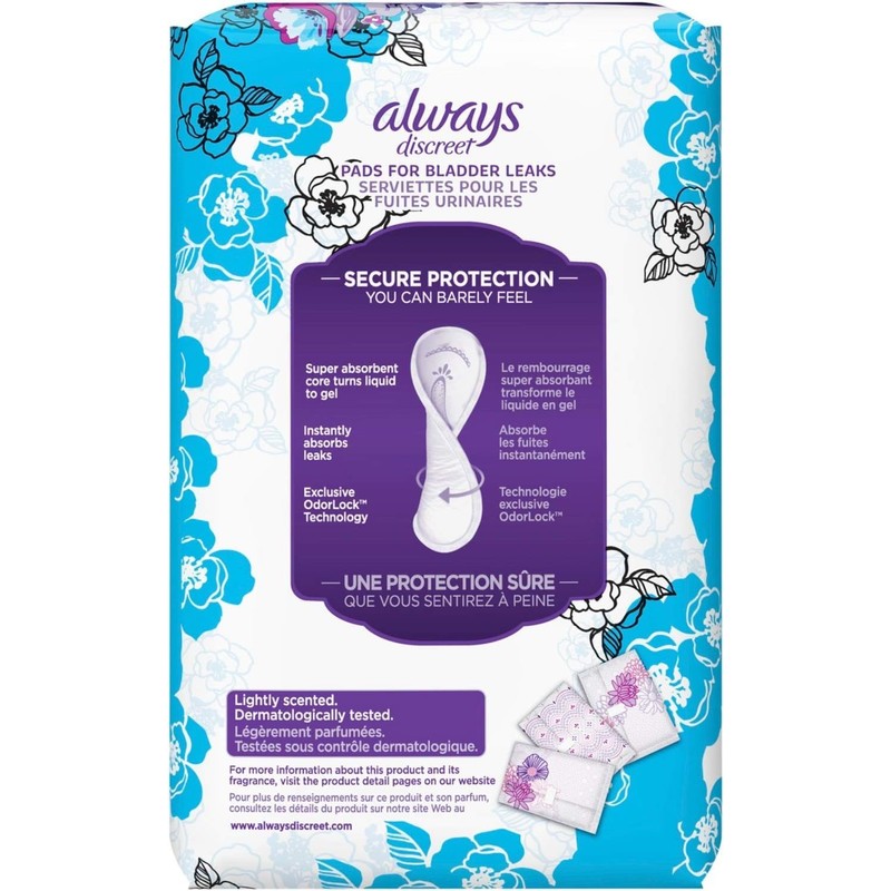 Always Discreet Incontinence Liners for Women, Ultra Thin, Regular Length