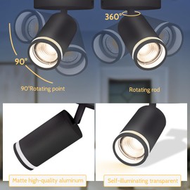 Karyoosi 1-Light Track Lighting Fixtures Ceiling, Round Ceiling Spot Lighting, Flexible Rotatable Detachable GU10 Light Head, Matte Black, Bulb Not Included, for Kitchen, Home Office, Laundry