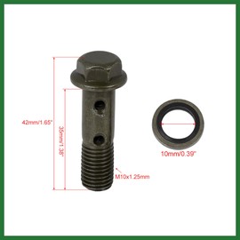 Motoforti M10x1.25mm 42mm Length Banjo Bolt Fuel Line Adapter Set for Motorcycle Brake Master Cylinder Long-Lasting