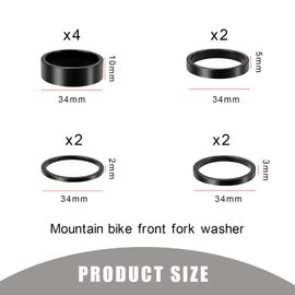 Pack of 10 Ahead Spacer 1 1/8 Inch, Aluminium Bicycle Handlebar Raiser, Bicycle Handlebar Riser, Spacer Bicycle Stem Spacer Headset 2 3 5 10 mm Cap Accessories Black