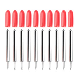 HQMaster 45 Degree Tungsten Steel Lettering Blade Vinyl Cutter Blades for Roland Cutting Plotter Red Cap Pack of 10