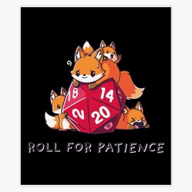DND Cute Animals with D20 Dice Print Bumper Sticker Window Water Bottle Decal 5"