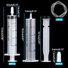 YOUNTHYE 40PCS Plastic Syringe 20ml Syringe with Tube, Liquid Measuring Syringe Plastic Syringes with Cap for Pet Feeding and Plant Watering, Scientific Labs Experiment