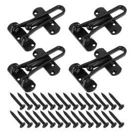 sourcing map 4Pcs Swing Bar Door Lock Zinc Alloy Door Safety Latch Security Door Buckle with Screws for Home Hotel Apartment, Black
