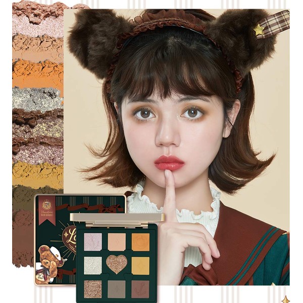 Flower knows LoveBear 9 Colors Eyeshadow Palette (Caramel Matcha) 1