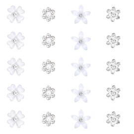 Norbiariz 20Pcs Small Flower Hair Clips for Girls Rhinestones Hair Accessories for Women Fashion Cute Mini Hairclip Hair Pins